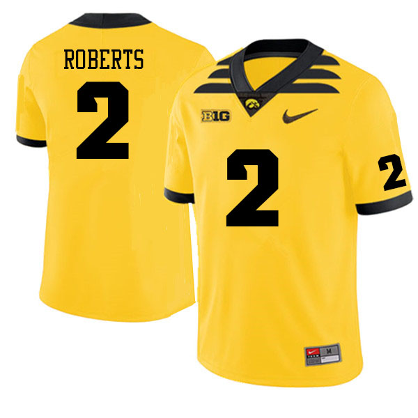 Men #2 Terry Roberts Iowa Hawkeyes College Football Jerseys Sale-Gold